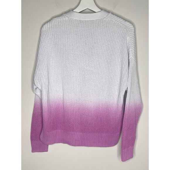 Ann Taylor Ombre Cardigan Cotton Purple Begonia Women's Size M - Picture 9 of 10